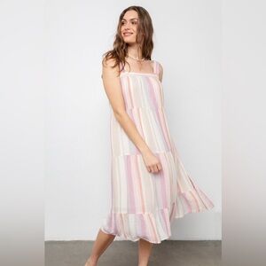 Rails | Linen Blend Amaya Midi Dress in Juliette Stripe Size L Large